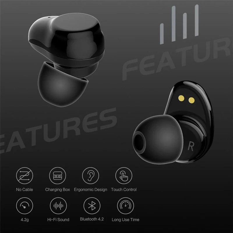 ROCK Mini TWS Wahre Drahtlose Bluetooth-Kopfhörer Stereo Sport Headset Mit Lade Box Mic Ohrhörer Für iPhone XS MAX Xiaomi