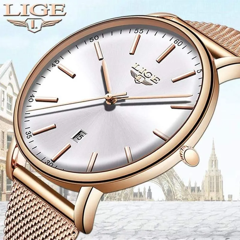Damenuhren Top-Marke Luxus Wasserdichte Uhr Mode Damen Edelstahl Ultradünne Casual Armbanduhr Quarzuhr