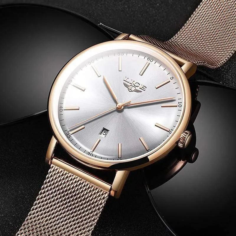 Damenuhren Top-Marke Luxus Wasserdichte Uhr Mode Damen Edelstahl Ultradünne Casual Armbanduhr Quarzuhr