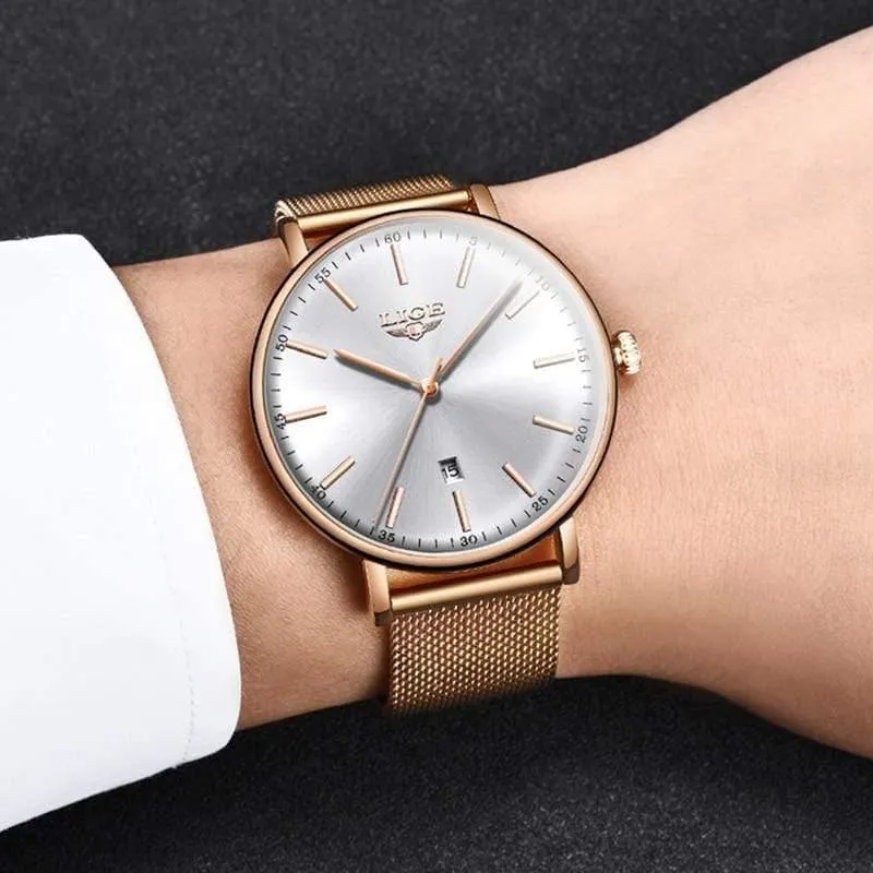 Damenuhren Top-Marke Luxus Wasserdichte Uhr Mode Damen Edelstahl Ultradünne Casual Armbanduhr Quarzuhr