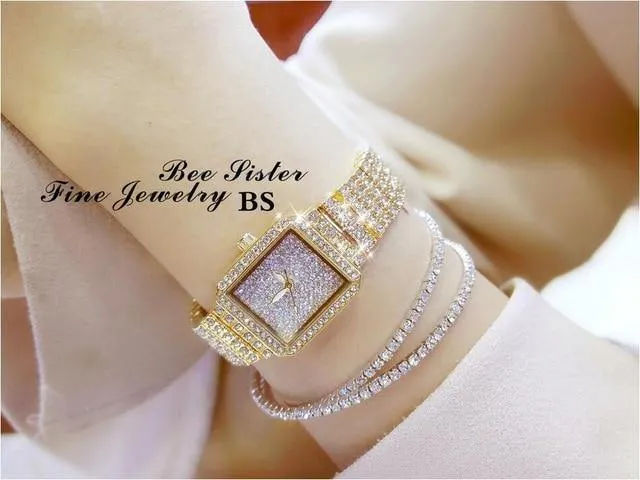 Damenuhr Strass Uhren Lady Diamant Stein Kleid Uhr Edelstahl Armband Armbanduhr Damen Kristall Uhr