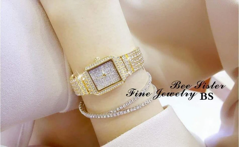 Damenuhr Strass Uhren Lady Diamant Stein Kleid Uhr Edelstahl Armband Armbanduhr Damen Kristall Uhr