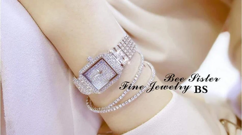 Damenuhr Strass Uhren Lady Diamant Stein Kleid Uhr Edelstahl Armband Armbanduhr Damen Kristall Uhr