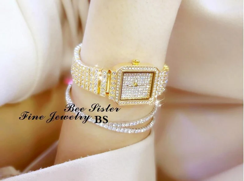 Damenuhr Strass Uhren Lady Diamant Stein Kleid Uhr Edelstahl Armband Armbanduhr Damen Kristall Uhr