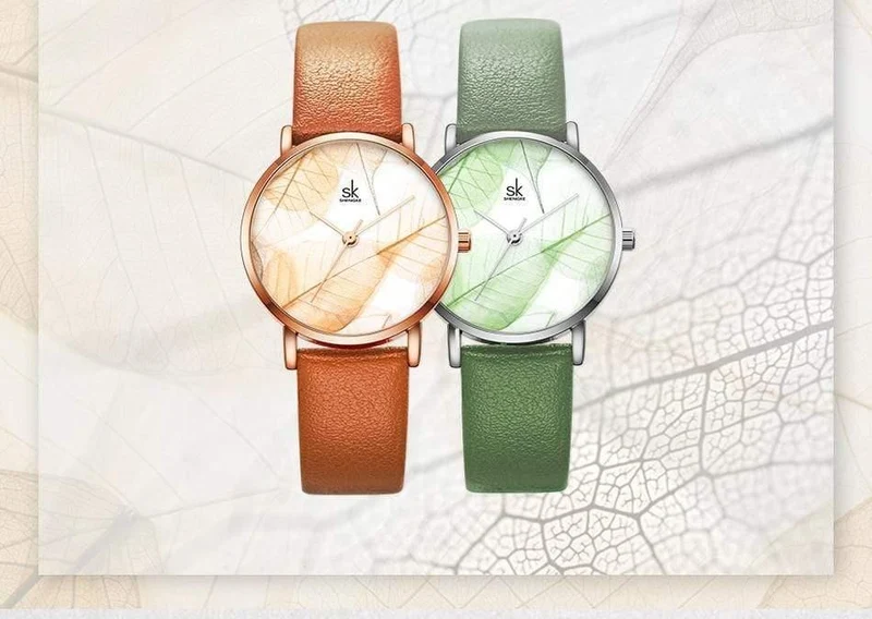 Damenuhr Grünes Zifferblatt Schlankes Lederband Quarz Armbanduhren Einfaches Design Ultradünnes Gehäuse Zegarek Damski