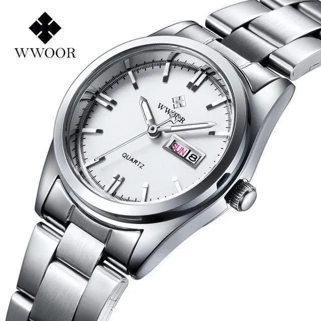 Datum Tag Uhr weibliche Edelstahl Uhr Damen Mode Casual Uhr Quarz Frauen Uhren