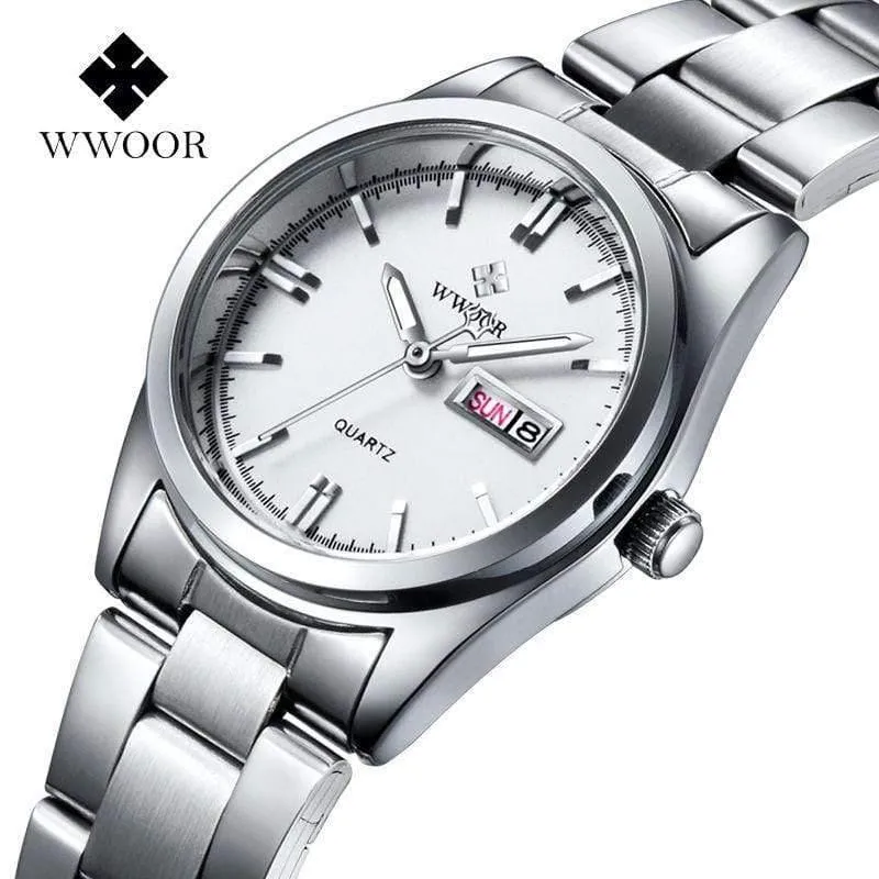 Datum Tag Uhr weibliche Edelstahl Uhr Damen Mode Casual Uhr Quarz Frauen Uhren