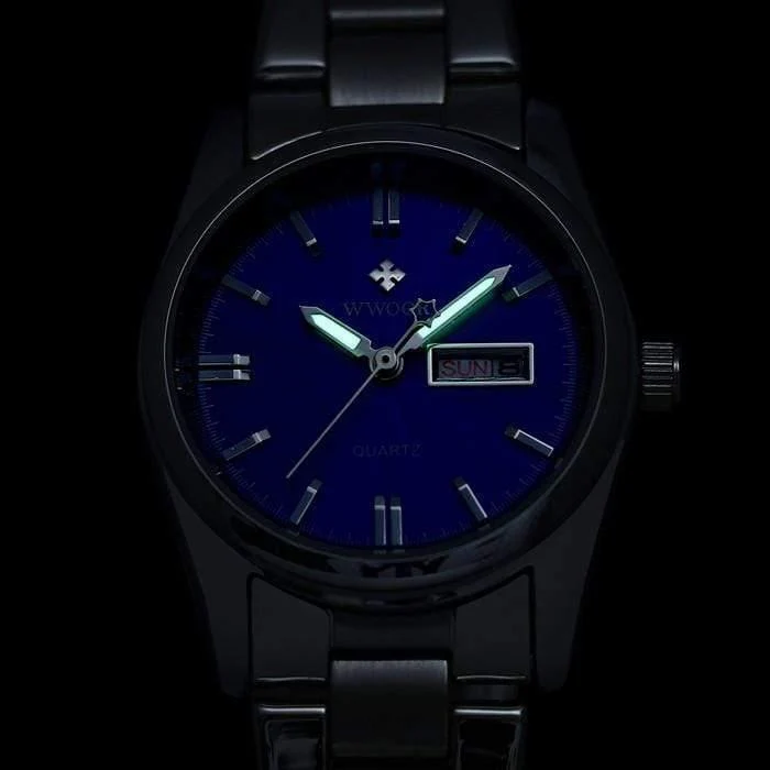 Datum Tag Uhr weibliche Edelstahl Uhr Damen Mode Casual Uhr Quarz Frauen Uhren