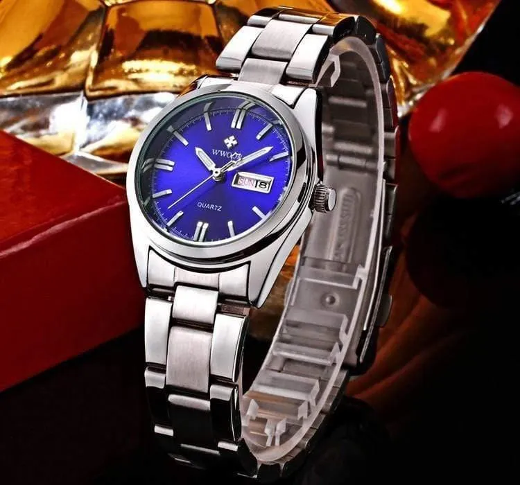 Datum Tag Uhr weibliche Edelstahl Uhr Damen Mode Casual Uhr Quarz Frauen Uhren