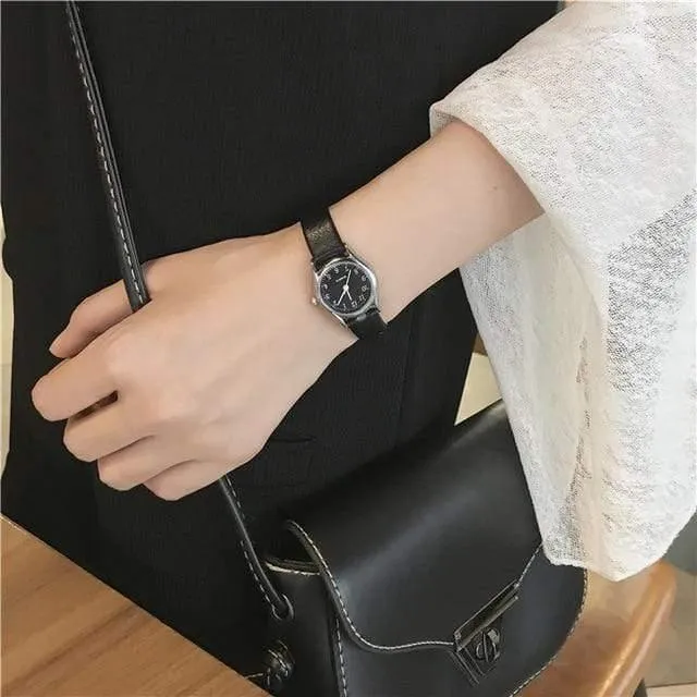 Damenuhren, koreanische Version, lässig, Quarzuhr, Damenuhr der Marke BGG, Retro-Armbanduhren mit Lederband