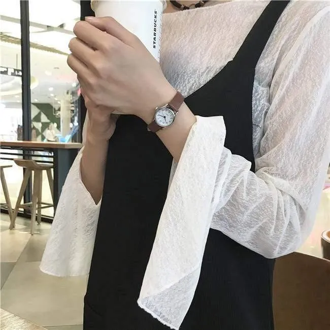 Damenuhren, koreanische Version, lässig, Quarzuhr, Damenuhr der Marke BGG, Retro-Armbanduhren mit Lederband