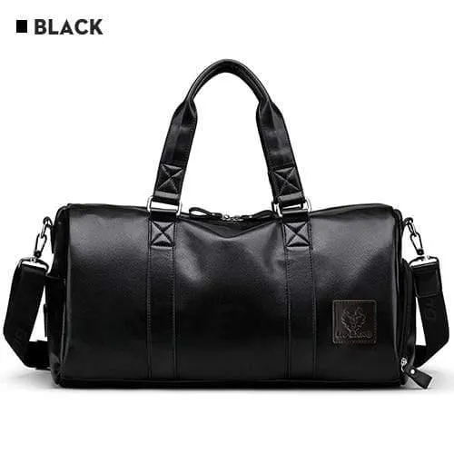 Herren schwarze Handtasche Reisetasche wasserdichtes Leder große Kapazität Travel Duffle Multifunktions Tote lässig Umhängetaschen