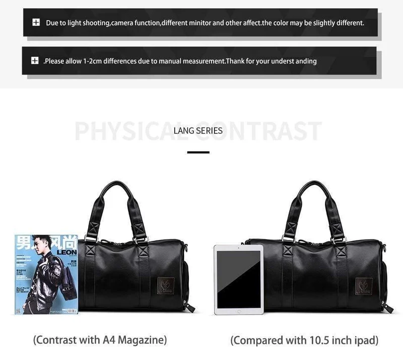 Herren schwarze Handtasche Reisetasche wasserdichtes Leder große Kapazität Travel Duffle Multifunktions Tote lässig Umhängetaschen