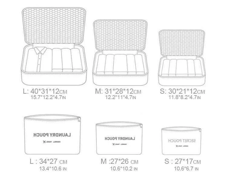 6pcs / set Männer und Frauen Gepäck Reisetaschen Verpackung Würfel Veranstalter Mode Doppel Reißverschluss Wasserdichte Polyester Tasche