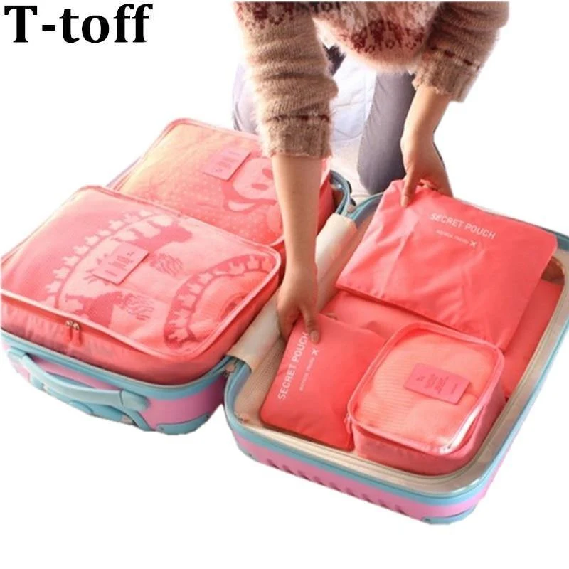 Verpackungswürfel Reisetaschensystem Langlebige 6-Teile Ein Satz Große Kapazität von Unisex-Kleidung Sortieren Organisieren Tasche
