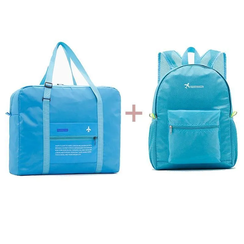 Mode Frauen Reisetaschen Unisex Gepäck Taschen Nylon Falten Große Kapazität Gepäck Reisetaschen Tragbare Männer Handtasche wholesa
