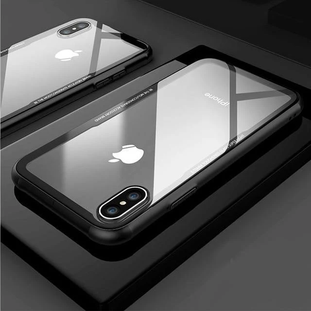 FLOVEME Handyhülle aus gehärtetem Glas für iPhone X 10, 0.7MM Schutzhüllen für iPhone 7 8 Plus 6 6s XS Max XR