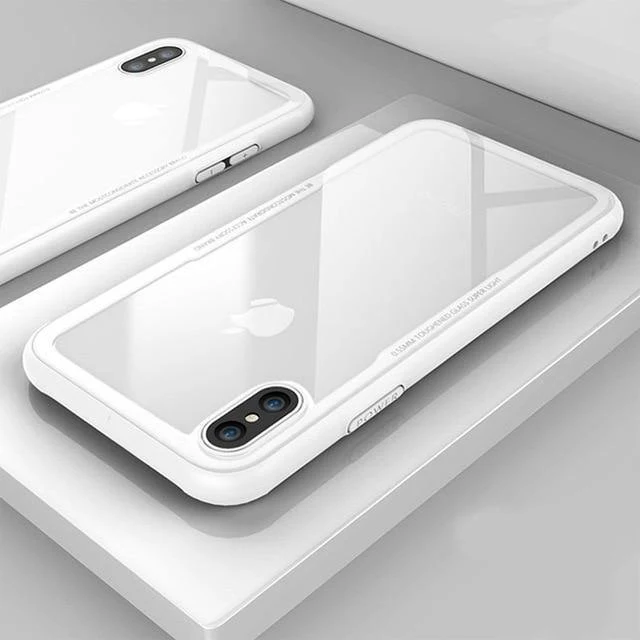 FLOVEME Handyhülle aus gehärtetem Glas für iPhone X 10, 0.7MM Schutzhüllen für iPhone 7 8 Plus 6 6s XS Max XR