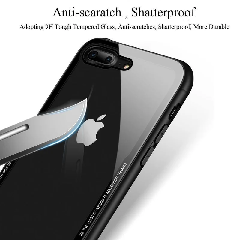 FLOVEME Handyhülle aus gehärtetem Glas für iPhone X 10, 0.7MM Schutzhüllen für iPhone 7 8 Plus 6 6s XS Max XR