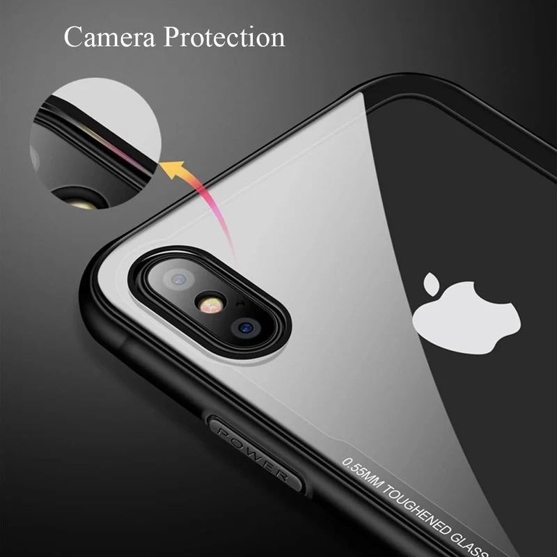 FLOVEME Handyhülle aus gehärtetem Glas für iPhone X 10, 0.7MM Schutzhüllen für iPhone 7 8 Plus 6 6s XS Max XR