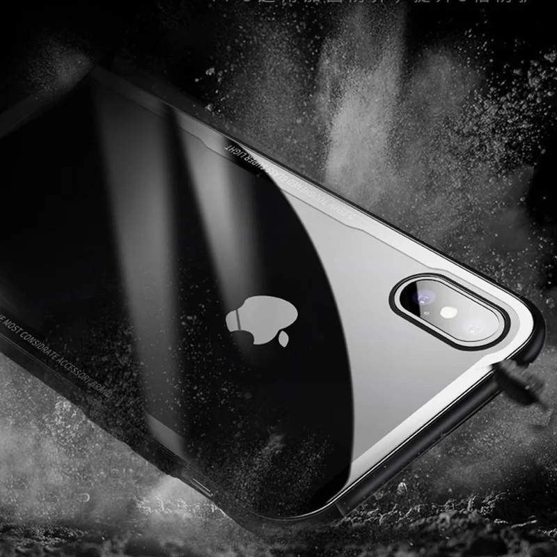 FLOVEME Handyhülle aus gehärtetem Glas für iPhone X 10, 0.7MM Schutzhüllen für iPhone 7 8 Plus 6 6s XS Max XR