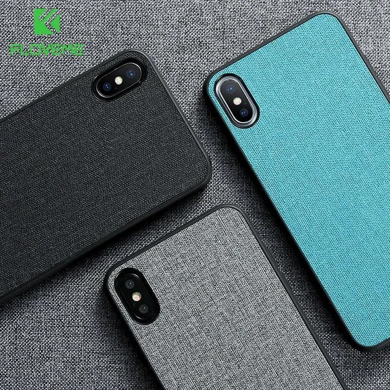 FLOVEME Klassische Stoffhülle für iPhone XS Max XR Luxus-Telefonhüllen aus weichem Silikon für iPhone X 7 8 Plus 6 6s Stoffhülle Coque