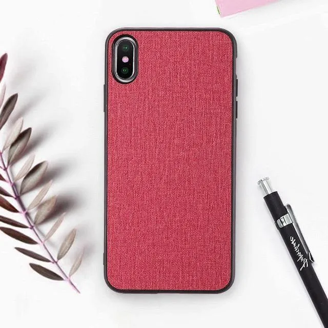 FLOVEME Klassische Stoffhülle für iPhone XS Max XR Luxus-Telefonhüllen aus weichem Silikon für iPhone X 7 8 Plus 6 6s Stoffhülle Coque
