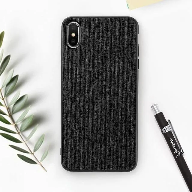 FLOVEME Klassische Stoffhülle für iPhone XS Max XR Luxus-Telefonhüllen aus weichem Silikon für iPhone X 7 8 Plus 6 6s Stoffhülle Coque