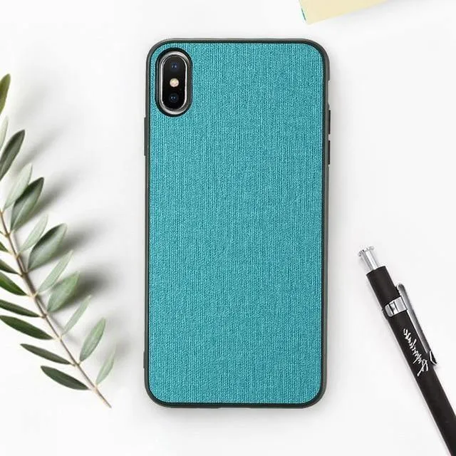 FLOVEME Klassische Stoffhülle für iPhone XS Max XR Luxus-Telefonhüllen aus weichem Silikon für iPhone X 7 8 Plus 6 6s Stoffhülle Coque