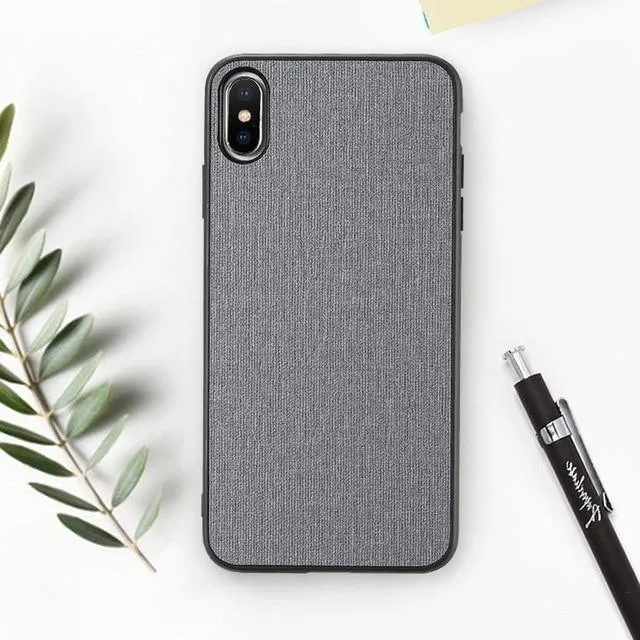 FLOVEME Klassische Stoffhülle für iPhone XS Max XR Luxus-Telefonhüllen aus weichem Silikon für iPhone X 7 8 Plus 6 6s Stoffhülle Coque