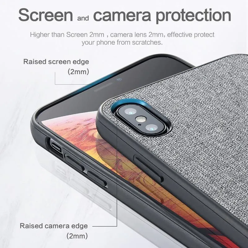 FLOVEME Klassische Stoffhülle für iPhone XS Max XR Luxus-Telefonhüllen aus weichem Silikon für iPhone X 7 8 Plus 6 6s Stoffhülle Coque