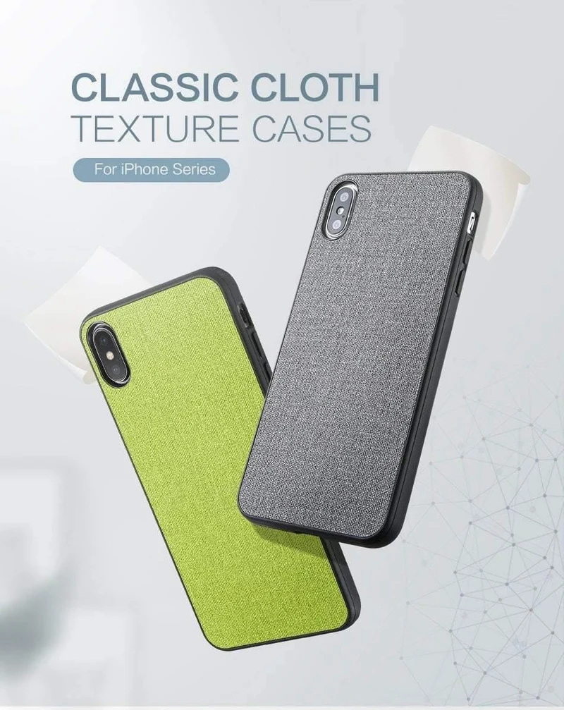 FLOVEME Klassische Stoffhülle für iPhone XS Max XR Luxus-Telefonhüllen aus weichem Silikon für iPhone X 7 8 Plus 6 6s Stoffhülle Coque