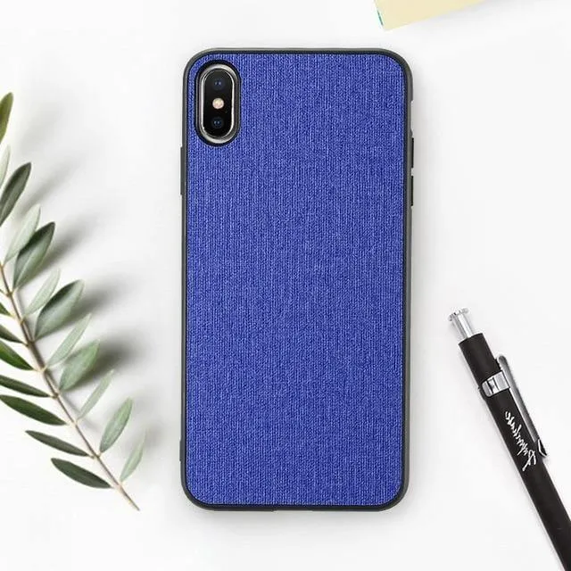 FLOVEME Klassische Stoffhülle für iPhone XS Max XR Luxus-Telefonhüllen aus weichem Silikon für iPhone X 7 8 Plus 6 6s Stoffhülle Coque