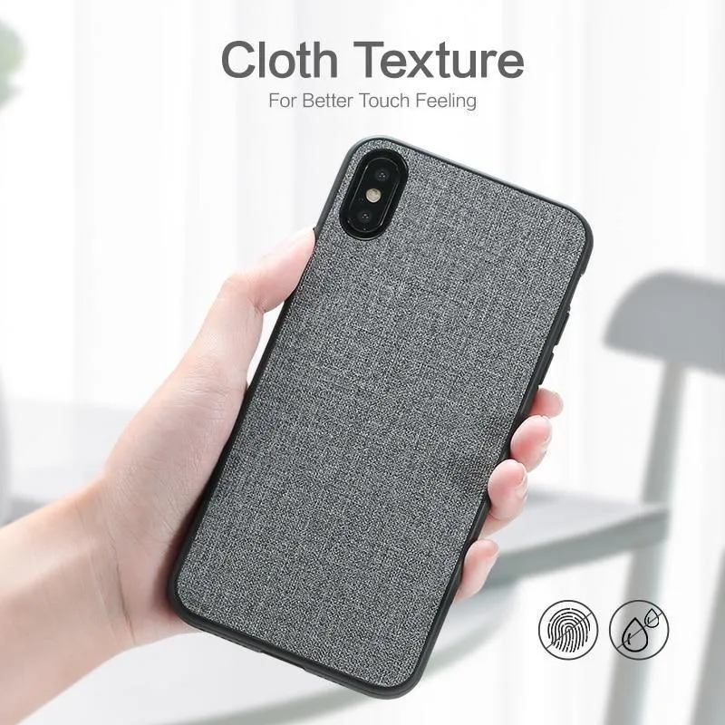 FLOVEME Klassische Stoffhülle für iPhone XS Max XR Luxus-Telefonhüllen aus weichem Silikon für iPhone X 7 8 Plus 6 6s Stoffhülle Coque