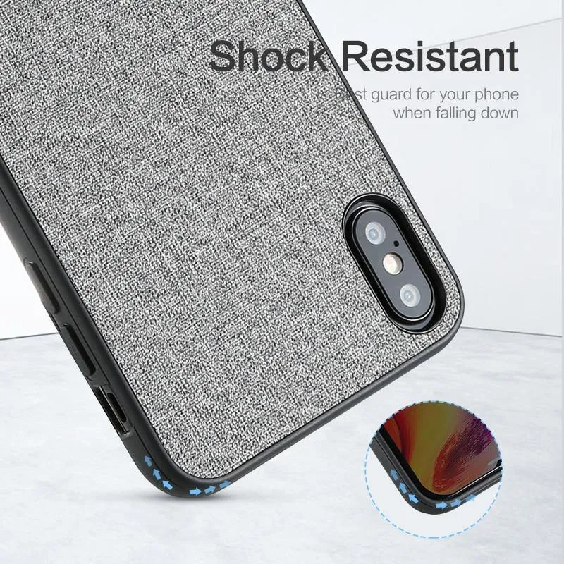 FLOVEME Klassische Stoffhülle für iPhone XS Max XR Luxus-Telefonhüllen aus weichem Silikon für iPhone X 7 8 Plus 6 6s Stoffhülle Coque