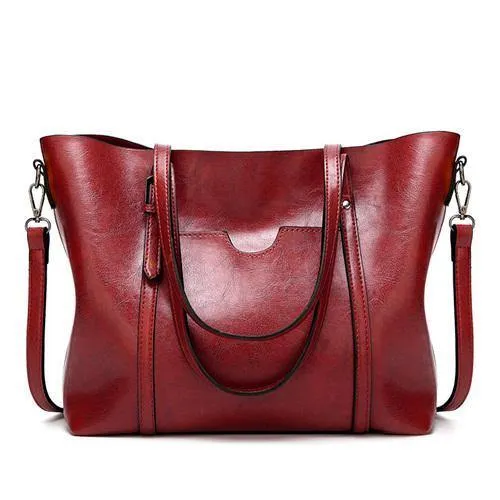 Mode Frauen Handtaschen Öl Wachs PU Leder große Kapazität Einkaufstasche Casual Reisetasche