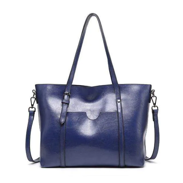 Mode Frauen Handtaschen Öl Wachs PU Leder große Kapazität Einkaufstasche Casual Reisetasche