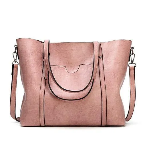 Mode Frauen Handtaschen Öl Wachs PU Leder große Kapazität Einkaufstasche Casual Reisetasche