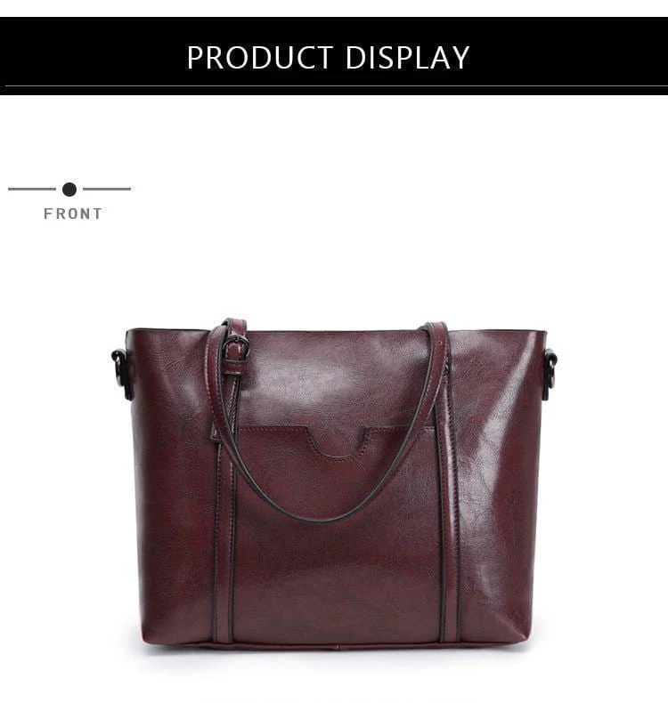 Mode Frauen Handtaschen Öl Wachs PU Leder große Kapazität Einkaufstasche Casual Reisetasche