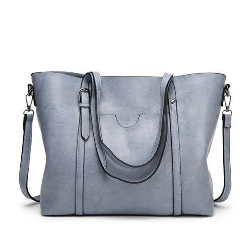 Mode Frauen Handtaschen Öl Wachs PU Leder große Kapazität Einkaufstasche Casual Reisetasche