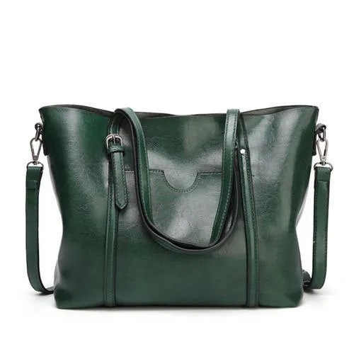 Mode Frauen Handtaschen Öl Wachs PU Leder große Kapazität Einkaufstasche Casual Reisetasche