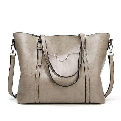Mode Frauen Handtaschen Öl Wachs PU Leder große Kapazität Einkaufstasche Casual Reisetasche