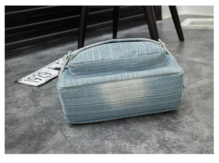 Frauen Vintage Washed Denim Jean Rucksack Mädchen Mode Multifunktionale Reise Umhängetasche Große Campus Mochila Bolsa B187