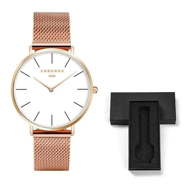 Herrenuhren Leder / Stahlgewebe Liebhaberarmbanduhr Mode Quarzuhr Rotgold Silber Relogio Feminino