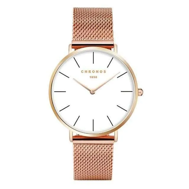 Herrenuhren Leder / Stahlgewebe Liebhaberarmbanduhr Mode Quarzuhr Rotgold Silber Relogio Feminino