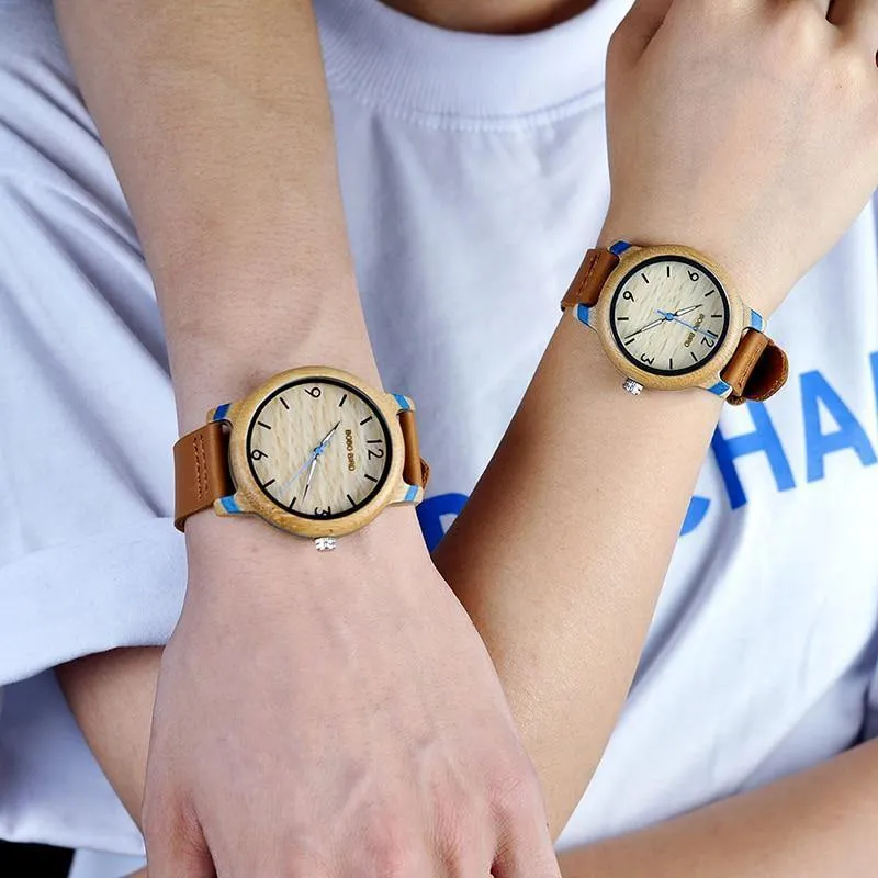 Liebhaber Bambus Uhren Relogio Feminino Analog Quarz Casual Armbanduhren Handgefertigte holz uhr W-aQ22 DROP Shipping