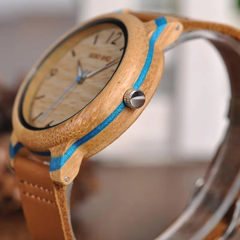 Liebhaber Bambus Uhren Relogio Feminino Analog Quarz Casual Armbanduhren Handgefertigte holz uhr W-aQ22 DROP Shipping
