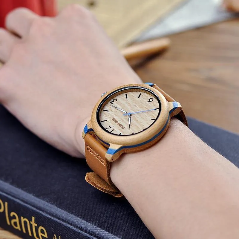 Liebhaber Bambus Uhren Relogio Feminino Analog Quarz Casual Armbanduhren Handgefertigte holz uhr W-aQ22 DROP Shipping
