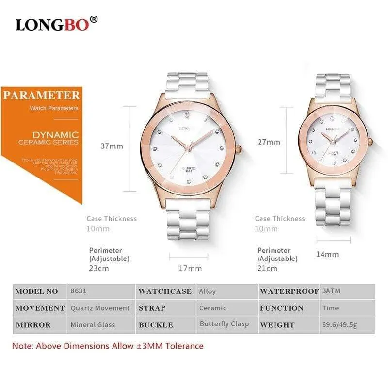 Mode Quarz Weiß Keramik Liebhaber Uhren Luxus Casual Einzigartige Damen Kleid Armbanduhr Relogio Feminino