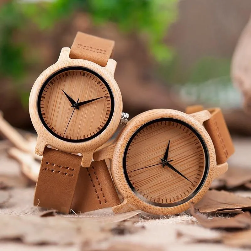 Liebhaber minimalistische Uhren Männer Holz Frauen Uhren Para Mujer Quarzwerk Wrsitwatch Damen handgefertigte Holz